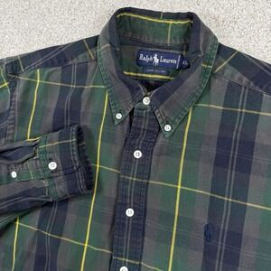 Ralph Lauren‎ Button Down Shirt Mens XL Long Sleeve Plaid Mens Colorful
